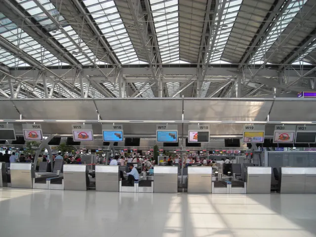 Photograph: Check-in counters at Suvarnabhumi International Airport.